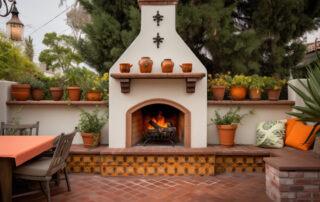 Handcrafted fireplace tile surround with Mediterranean flair